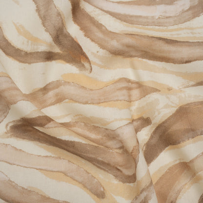 Linen and Rayon Woven - Beige, Brown and Cream Painterly Animal Stripes - Mood Exclusive Safari Sweep Print