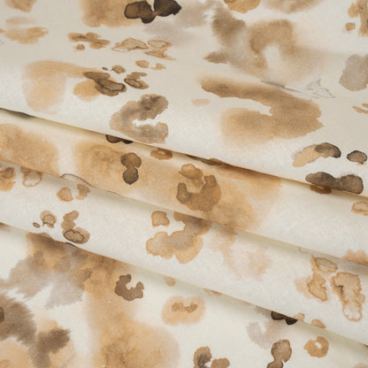 Linen and Rayon Woven - Beige, Brown and Cream Painterly Animal Spots - Mood Exclusive Dappled Desert Print