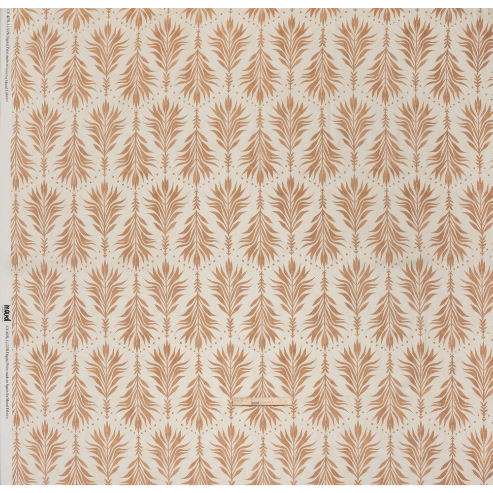 Linen and Rayon Woven - Beige and Cream Palm Leave Lines - Mood Exclusive Palm Parade Print