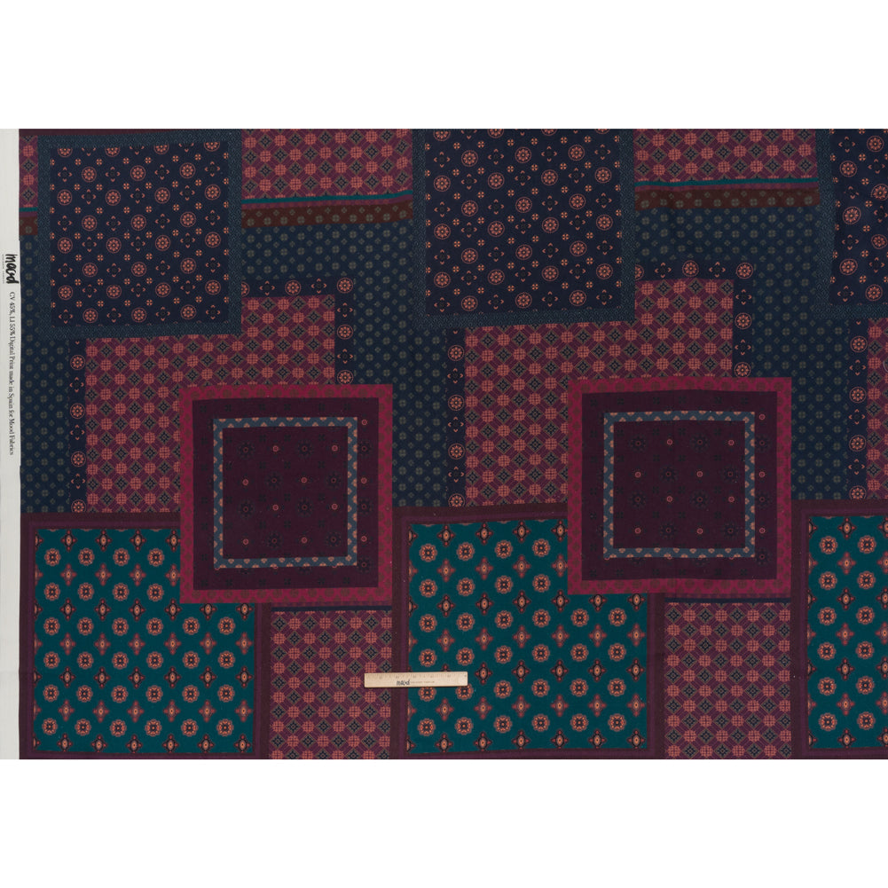 Linen and Rayon Woven - Teal, Navy and Plum Medallion Patchwork - Mood Exclusive Sultan’s Splendor Print - Full