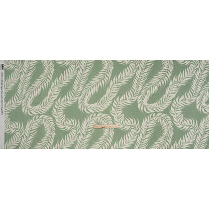 Linen and Rayon Woven - Celadon Green and Cream Flowing Vines - Mood Exclusive Twining Tendrils Print - Full