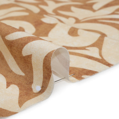 Linen and Rayon Woven - Beige and Tan Leafy Swirls - Mood Exclusive Windswept Sands Print