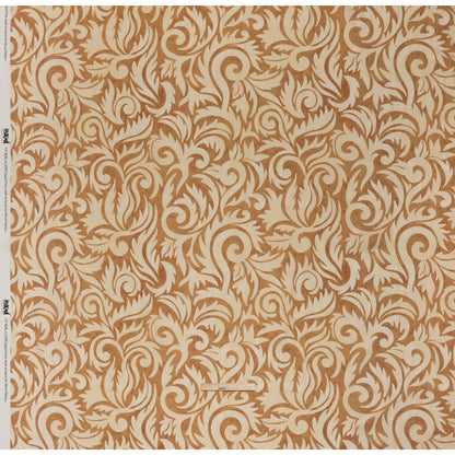 Linen and Rayon Woven - Beige and Tan Leafy Swirls - Mood Exclusive Windswept Sands Print