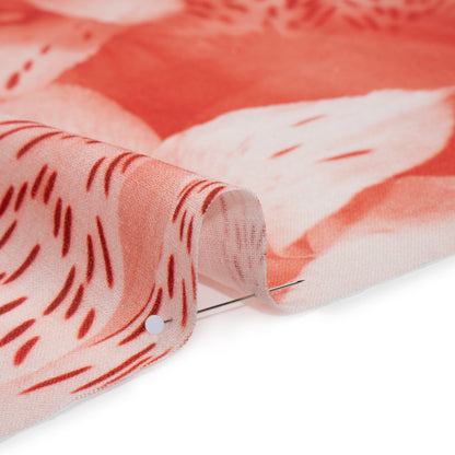 Linen and Rayon Woven - Coral Red and White Hazy Tiger Lilies Floral - Mood Exclusive Hazy Daze Print
