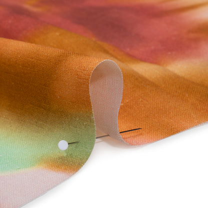 Linen and Rayon Woven - Burnt Orange, Seafoam Green and Wine Red Hazy Florals - Mood Exclusive Midsummer Mirage Print