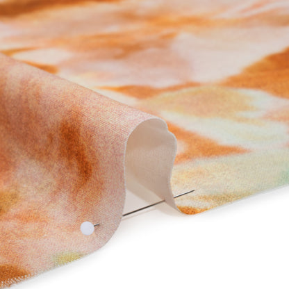 Linen and Rayon Woven - Burnt Orange, Peachy Pink and Soft Green Abstracted Soft Florals - Mood Exclusive Fairy Flare Print