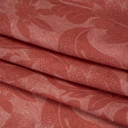 Linen and Rayon Woven - Soft Red and White Fanciful Leaves - Mood Exclusive Maple Moondust Print