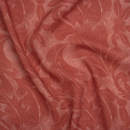 Linen and Rayon Woven - Soft Red and White Fanciful Leaves - Mood Exclusive Maple Moondust Print