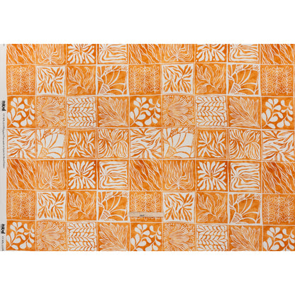 Linen and Rayon Woven - Yellow Ochre and White Leafy Blocks - Mood Exclusive Summer Solace Print