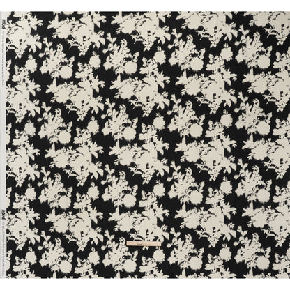 Linen and Rayon Woven - Black and Off White Ikat-Inspired Floral Silhouettes - Mood Exclusive Summer Sketches Print