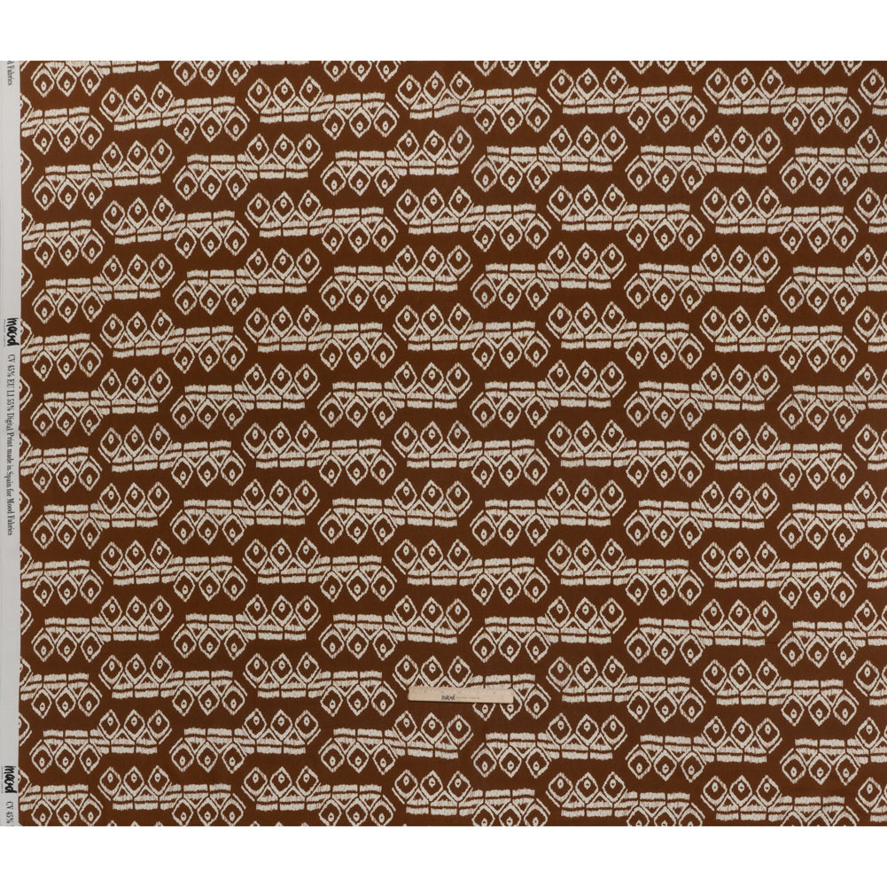 Linen and Rayon Woven - Brown and Off White Soft Geometrics - Mood Exclusive Geo Drift Print