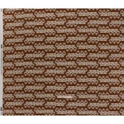 Linen and Rayon Woven - Brown and Off White Soft Geometrics - Mood Exclusive Geo Drift Print