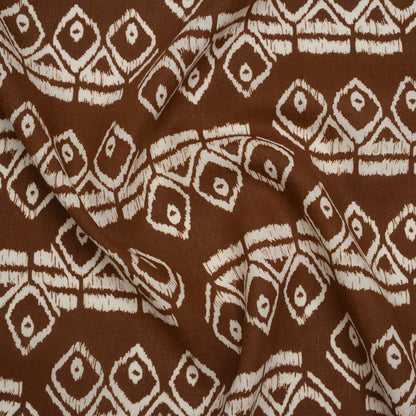 Linen and Rayon Woven - Brown and Off White Soft Geometrics - Mood Exclusive Geo Drift Print