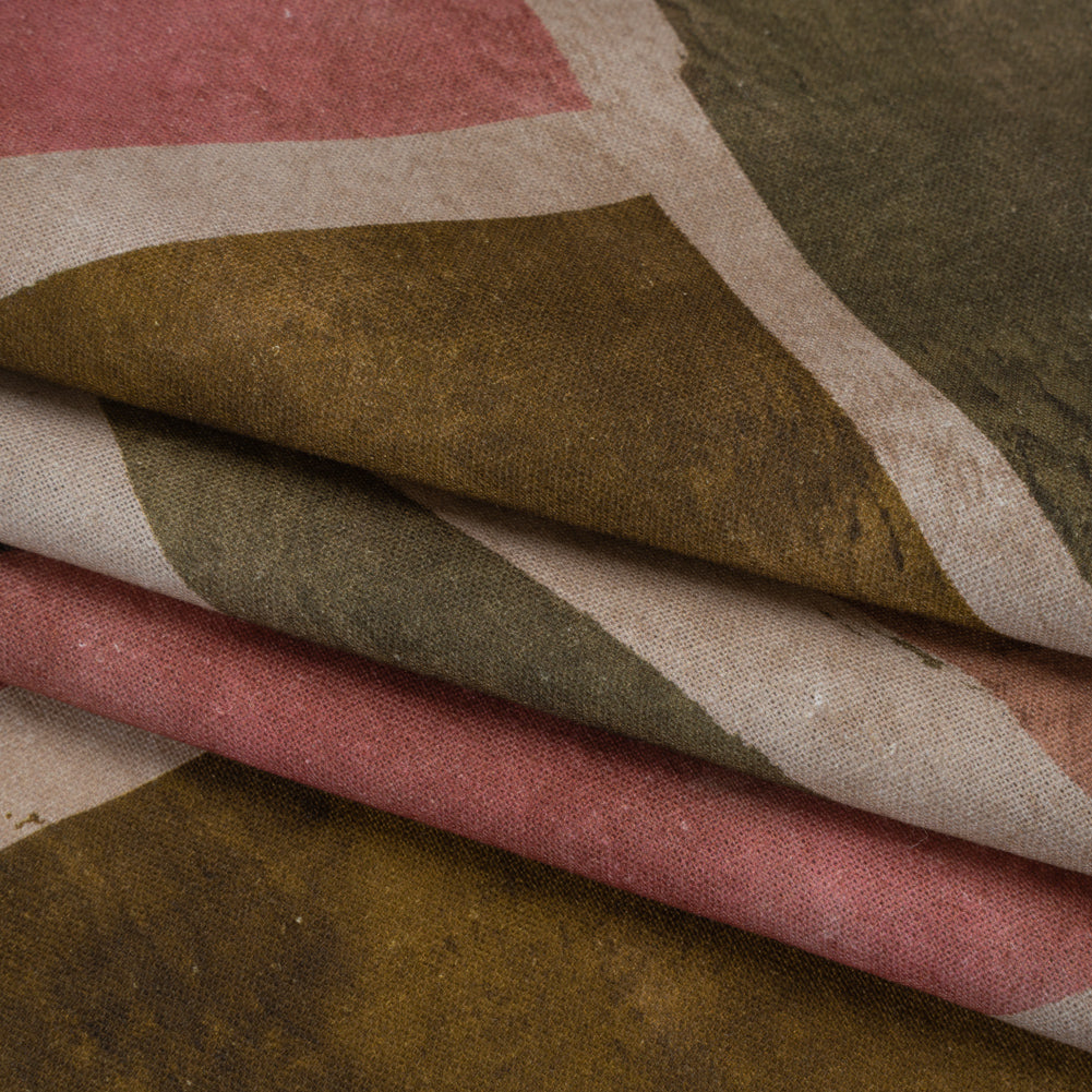 Linen and Rayon Woven - Dark Green, Muted Pink and Beige Painted Shapes - Mood Exclusive Euclid’s Canvas Print