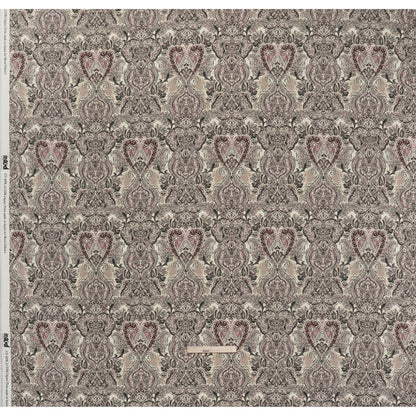 Linen and Rayon Woven - Dark Gray, Beige and Dusty Pink Ornate Paisley and Floral - Mood Exclusive Boheme Blooms Print - Full