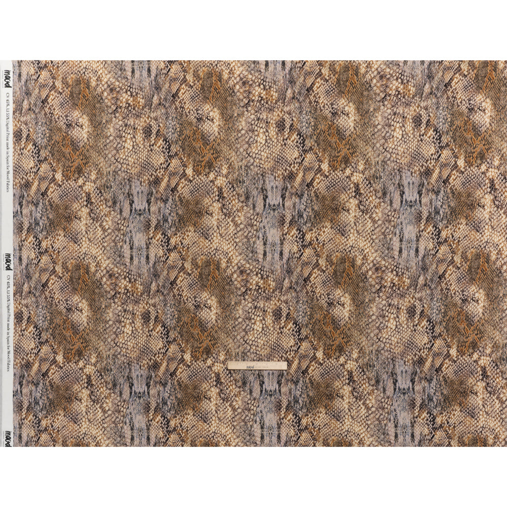 Linen and Rayon Woven - Beige, Orange and Pale Purple Snakeskin - Mood Exclusive Ouroborous Print - Full
