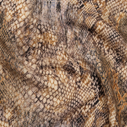 Linen and Rayon Woven - Beige, Orange and Pale Purple Snakeskin - Mood Exclusive Ouroborous Print