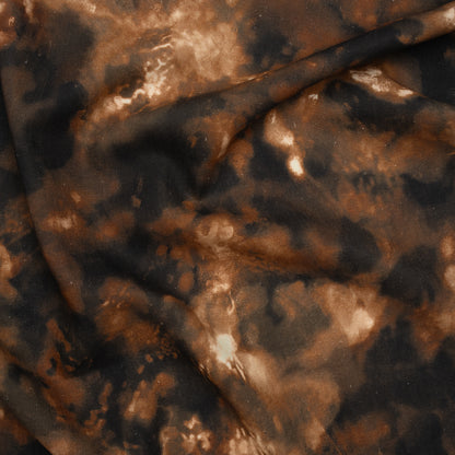 Linen and Rayon Woven - Brown and Black Abstract Splashes - Mood Exclusive Mocha Mist Print