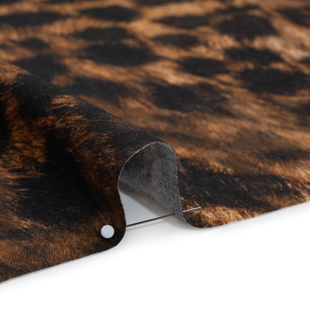 Linen and Rayon Woven - Brown and Black Furry Animal Spots - Mood Exclusive Savanna Spots Print Detail