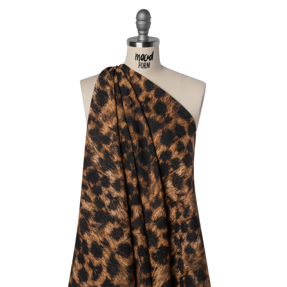 Linen and Rayon Woven - Brown and Black Furry Animal Spots - Mood Exclusive Savanna Spots Print Drape