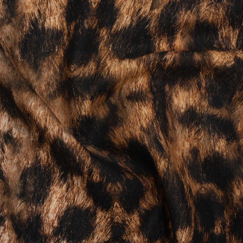Linen and Rayon Woven - Brown and Black Furry Animal Spots - Mood Exclusive Savanna Spots Print