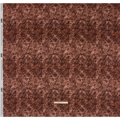 Slubbed Gauzy Cotton Woven - Rust and Burgundy Distressed Floral Damask - Mood Exclusive Reflecting Revelations Print