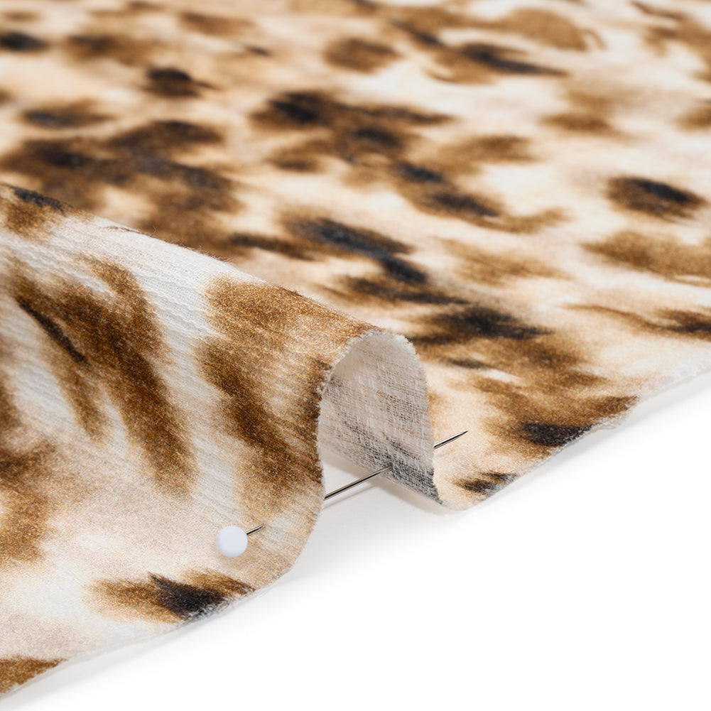 Slubbed Gauzy Cotton Woven - Cream, Brown and Black Abstracted Animal Spots - Mood Exclusive Safari Samba Print