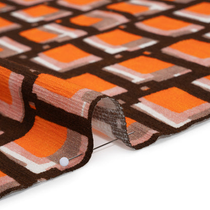 Slubbed Gauzy Cotton Woven - Orange, Brown and Pink Geometric Blocks - Mood Exclusive Cubist Canvas Print