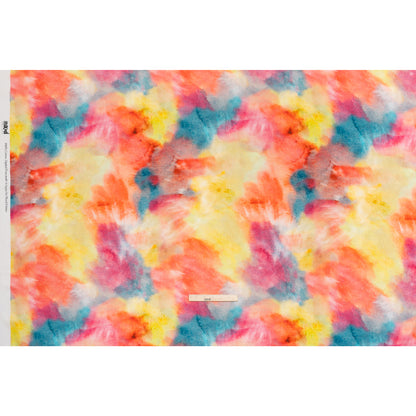 Slubbed Gauzy Cotton Woven - Coral Red, Yellow and Blue Bold Tie Dye - Mood Exclusive Dyed Delights Print