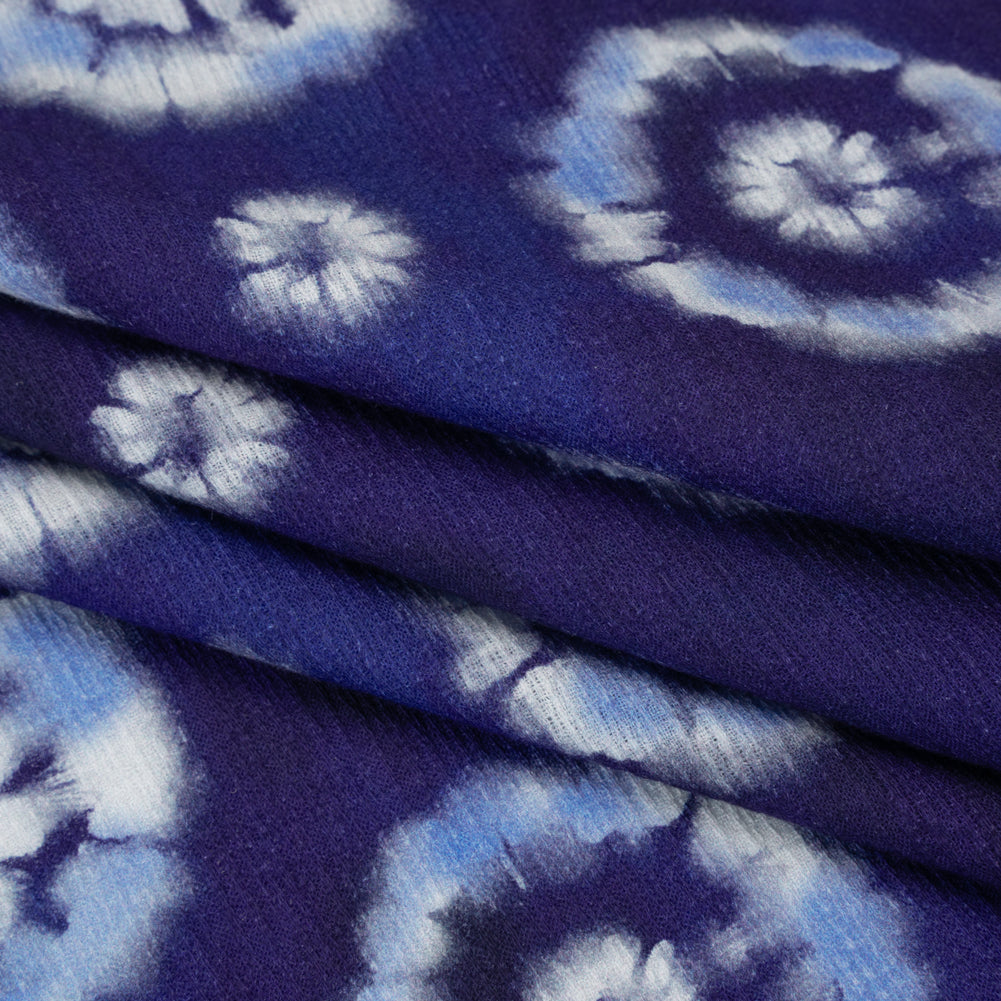 Slubbed Gauzy Cotton Woven - Indigo, Light Blue and White Small Tie Dye Spots - Mood Exclusive Dandelion Daydream Print