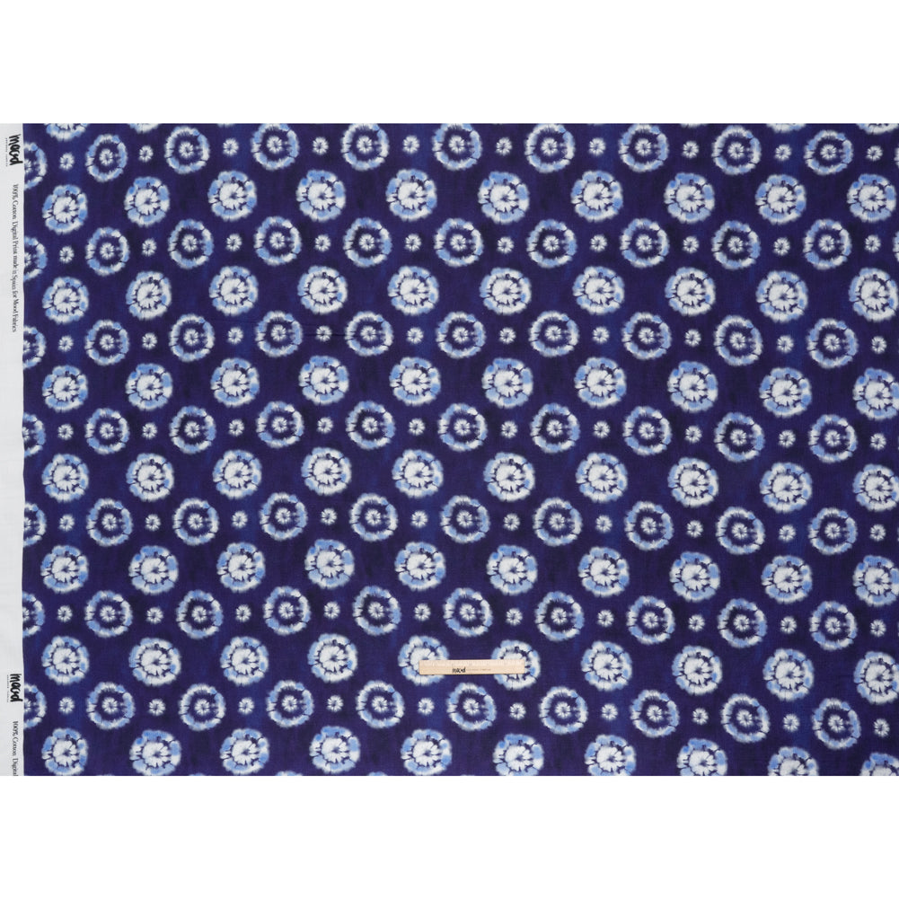 Slubbed Gauzy Cotton Woven - Indigo, Light Blue and White Small Tie Dye Spots - Mood Exclusive Dandelion Daydream Print