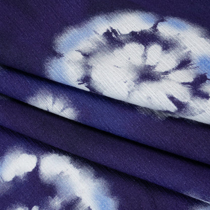 Slubbed Gauzy Cotton Woven - Indigo, Light Blue and White Large Tie Dye Spots - Mood Exclusive Dandelion Daydream Print
