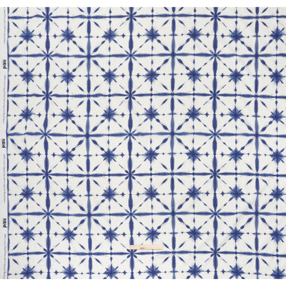Slubbed Gauzy Cotton Woven - Indigo Blue and White Tie Dye Geometric Shibori - Mood Exclusive Tie Dye Tiles Print