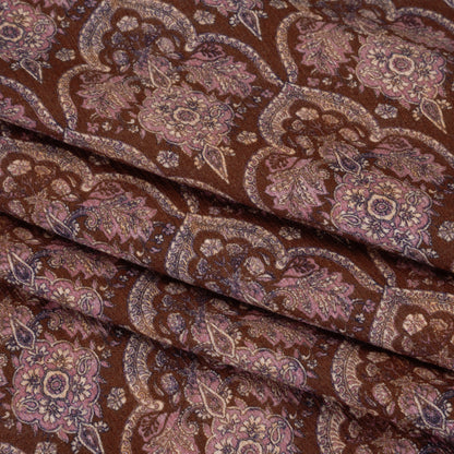 Slubbed Gauzy Cotton Woven - Burgundy, Pink and Blue Fancy Floral Tiles - Mood Exclusive Fairytale Scales Print