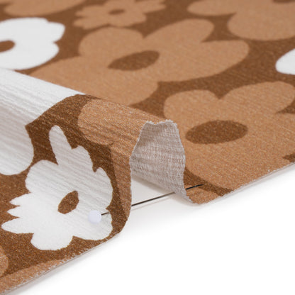 Slubbed Gauzy Cotton Woven - Brown, Tan and White Retro Florals - Mood Exclusive Boogie & Bloom Print