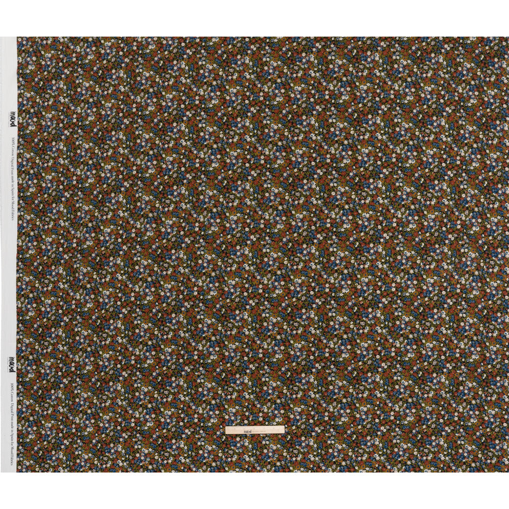 Slubbed Gauzy Cotton Woven - Dark Red, Blue and Leaf Green All-Over Floral - Mood Exclusive Fete des Fleurs Print