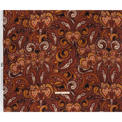 Slubbed Gauzy Cotton Woven - Brick Red, Dark Peach and Golden Ochre Paisley - Mood Exclusive Spice Market Print