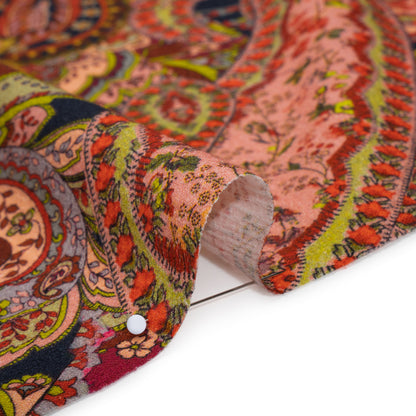 Slubbed Gauzy Cotton Woven - Lime Green, Navy Blue and Pink Paisley - Mood Exclusive Painted Paisley Print