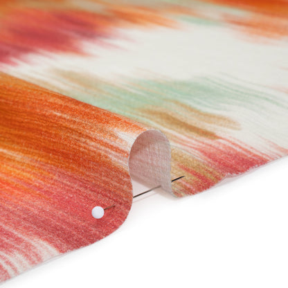 Slubbed Gauzy Cotton Woven - Sea Green, Pink and Orange Abstract Ikat - Mood Exclusive Spin Art Splash Print
