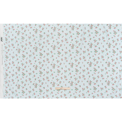 Crinkled Cotton Gauzy Woven - Blue, Pink and Green Flowers on Gingham - Mood Exclusive Picnic Petals Print