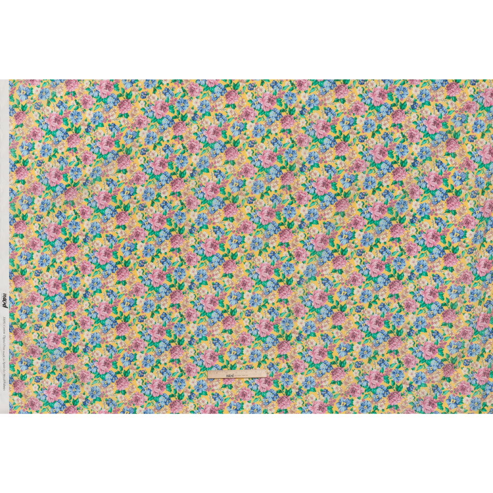 Crinkled Cotton Gauzy Woven - Yellow, Pink and Blue Florals - Mood Exclusive Secret Garden Print - Full