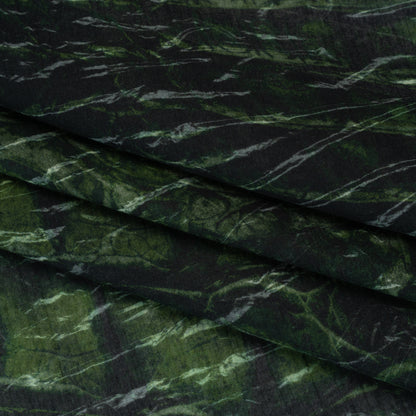 Crinkled Cotton Gauzy Woven - Dark Green and Black Abstract - Mood Exclusive Babbling Brook Print Folded