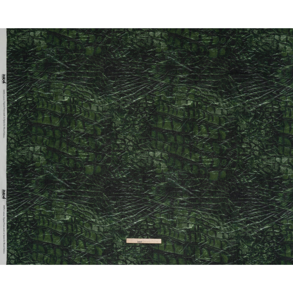 Crinkled Cotton Gauzy Woven - Dark Green and Black Abstract - Mood Exclusive Babbling Brook Print - Full