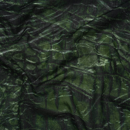 Crinkled Cotton Gauzy Woven - Dark Green and Black Abstract - Mood Exclusive Babbling Brook Print