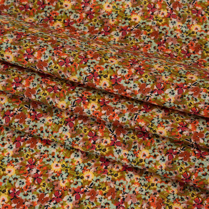 Cotton and Viscose Striped Seersucker - Brown, Sky Blue and Berry Red Little Florals - Mood Exclusive Blossom Breeze Print
