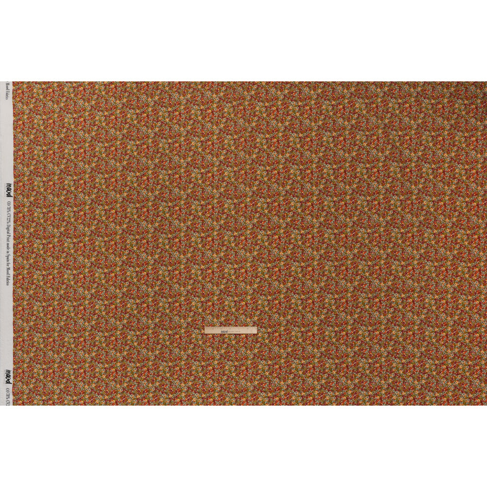Cotton and Viscose Striped Seersucker - Brown, Sky Blue and Berry Red Little Florals - Mood Exclusive Blossom Breeze Print - Full