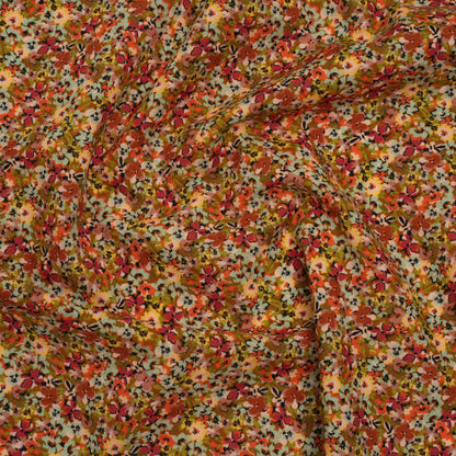 Cotton and Viscose Striped Seersucker - Brown, Sky Blue and Berry Red Little Florals - Mood Exclusive Blossom Breeze Print