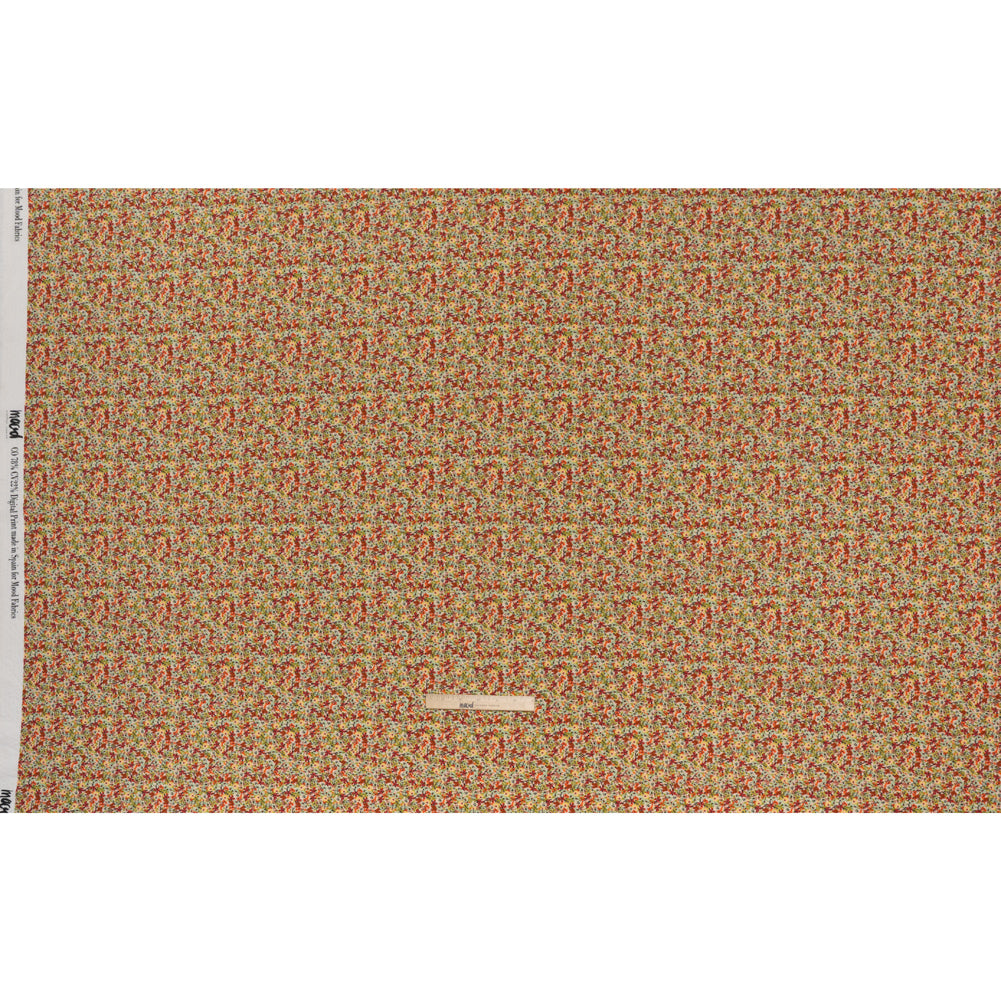Cotton and Viscose Striped Seersucker - Off White, Sky Blue and Berry Red Little Florals - Mood Exclusive Blossom Breeze Print - Full