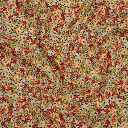Cotton and Viscose Striped Seersucker - Off White, Sky Blue and Berry Red Little Florals - Mood Exclusive Blossom Breeze Print
