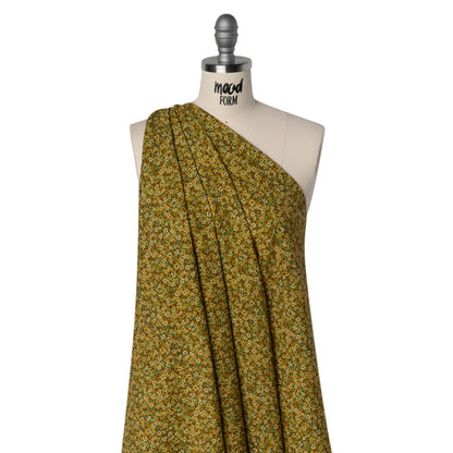 Cotton and Viscose Striped Seersucker - Green, Beige and Brown Ditsy Floral - Mood Exclusive Spring’s Sweet Song Print